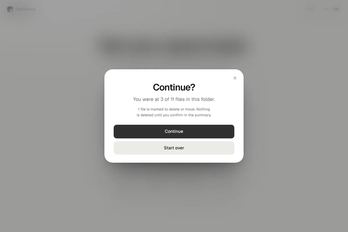 The “Continue?” dialog when reopening a folder
